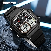 cheap Digital Watches-SANDA Men Digital Watch Outdoor Fashion Casual Wristwatch Luminous Stopwatch Alarm Clock Three Time Zones Steel Silicone Gel Watch
