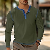 economico Maglietta casual Henley-Per uomo Maglietta Manica Corta Manica Lunga Scollo a V Henley Estate Tutte le stagioni Semplice Moda Classico Casual Puro Streetwear Casuale Sportivo Nero Bianco Verde Maglietta Top per Uomo