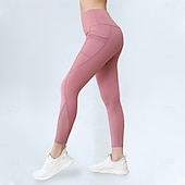cheap Yoga Leggings &amp; Tights-Women&#039;s Running Tights Leggings Running Capri Leggings Patchwork with Phone Pocket 3/4 Tights Sports &amp; Outdoor Athletic Spandex Breathable Sweat wicking Fitness Gym Workout Running Sportswear