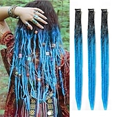 economico Capelli all&#039;uncinetto-Extension per dreadlock con clip, 24 pollici, dread con clip sfumate, fatte a mano, 3 pezzi di extension all&#039;uncinetto