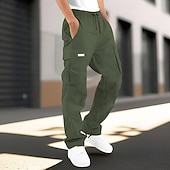 tanie Bojówki-Męskie Spodnie cargo Spodnie Ściągana na sznurek Elastyczny pas Multi Pocket Równina Zdatny do noszenia Na zewnątrz Codzienny Kemping i wycieczki Moda Klasyczny Ciemnobrązowy Błękit jeziora