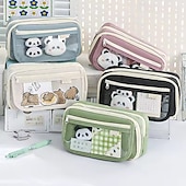 cheap Pencil Cases &amp; Holders-Large Capacity Storage Bag with 9-layer Pencil Case Transparent Compartment and Magnetic Button Flap for Easy Retrieval