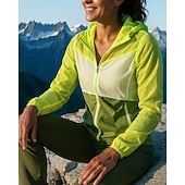 preiswerte Wasserdichte Jacken-Damen Outdoorjacke Wanderjacke Sonnenschutzjacke Außen Wasserdicht Winddicht Schnelltrocknend Leicht Wanderoutfits Wanderbekleidung Frühling Herbst Jacke Tennis Golfspiel Laufen Patchwork Rosa Grün