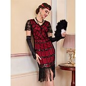 levne Šaty-Retro Řvoucí 20s 20. léta 20. století Bubenové šaty Šaty Úbory Velký Gatsby Svatební host Flitry Třásně Maškarní kostým Dámské Vánoce předvečer Všech svatých Karneval Párty a večer Svatební hostina