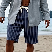 economico Vacanza-Per uomo Shorts Pantaloncini Estivi Pantaloncini casual Tasca Coulisse Elastico in vita A righe Comodità Indossabile Lunghezza al ginocchio All&#039;aperto Sport Quotidiano Moda Casual Nero Bianco