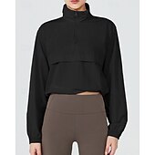 baratos Moletom &amp; Suéter-Mulheres Jaqueta de Corrida Capa de Chuva Bolso Com Zíper Leve Manga Longa Blusas Outono Prova-de-Água A Prova de Vento Secagem Rápida Umidade do pavio Pilates Corrida Ioga Roupa de esporte Roupas