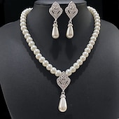 cheap Jewelry Sets-Bridal Jewelry Sets 1 set Imitation Pearl Rhinestone Earrings Necklace Women&#039;s Stylish Trendy Sweet Jewelry Set For Wedding Special Occasion Party Evening Wear