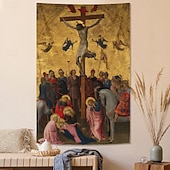 رخيصةأون سجادة دينية-فن الجدارية العصور الوسطى زينة جدارية عصور وسطى زخرفة جداريات كبيرة تصوير خلفية بطانية ستارة زينة غرفة النوم المعيشة