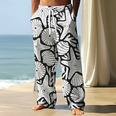 billiga Casual byxor med tryck för män-Herr Sjöstjärna marint liv Långbyxor Säckiga byxor Casual byxor Medium Midja Hawaiisk Semester Helgdag Standkläder Snörning Elastisk midja Brett skaft Sommar Vår 3D-tryck Svart Mörkröd Marinblå