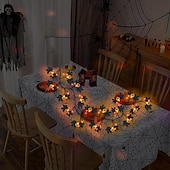 cheap Battery String Lights-1.8M/6Ft 54 LED Beads Halloween String Lights Black Willow Lantern Pumpkin Bat Maple Leaf Wall Desktop Halloween Party Atmosphere Decorative Light AAA Waterproof Battery Box