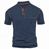 economico Maglietta casual Henley-Per uomo Maglietta Maglia Henley Camicia a Maniche Corte Manica Corta Henley Estate Blocco di colori Moda Designer Essenziale Patchwork Tasca Vacanza Streetwear Uscire Vinaccia Nero Bianco Maglietta