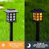preiswerte Landschaftslichter-6 Stück Solar-Außenleuchte, wasserdicht, kleines Haus, blinkende Flamme, Bodenstecker, Licht für Innenhof, Garten, Weg, Rasen, Terrasse, Halloween, Weihnachtsfest, Atmosphäre, dekoratives Licht,