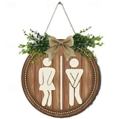 economico Ghirlande e ghirlande-Targa in legno per porta da bagno con scritta &quot;genere&quot;, targa rustica da appendere alla parete del bagno, decorazione da bagno in stile rustico per uso domestico o aziendale