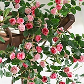 economico Piante e Fiori Artificiali-Bocciolo di rosa artificiale da appendere alla parete, finto fiore rampicante per decorare tubi del condizionatore e del riscaldamento, pianta rampicante in plastica per nascondere e decorare la casa