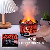 cheap Bedside Lamp-Volcanic Flame Aroma Diffuser with LED Night Light - Portable Essential Oil Humidifier Auto Shut-Off 2 Color Modes Ideal for Home &amp; Office