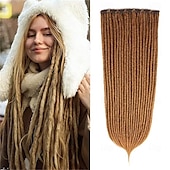 economico Capelli all&#039;uncinetto-Extension per capelli dreadlock con clip, 4 pezzi, extension sintetiche da 24 pollici, da castano chiaro a biondo, lunghe, naturali, morbide, sottili, 0,6 cm di larghezza, dreadlocks per donne