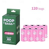 abordables Toilettage pour chiens-Nouveau sac à crottes de chien recyclable et écologique, sac de rangement portable, clip mains libres, sac à déchets pour animaux de compagnie, 8 rouleaux avec tête à clip