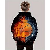 tanie 3D sporty i gry dla chłopców-Dla chłopców 3D Koszykówka Bluza z Kapturem Długi rękaw Wiosna Jesień Moda Moda miejska Dzieci 4-12 lat Kaptur Na zewnątrz Codzienny Regularny