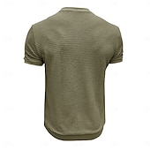 economico T-shirt in maglia waffle-Per uomo Maglietta a Maglia Waffle Maglietta Manica Corta Girocollo Estate Tutte le stagioni Blocco di colori Testurizzato Moda Designer Casual Bottoni Base All&#039;aperto Casuale Quotidiano Esercito