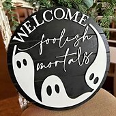 halpa Halloween-halloween etuoven seppele ovenripustin aave tervetuloa oven numero puinen käsityöt riipus