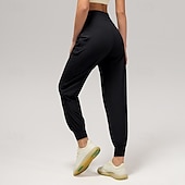 baratos Calças e calções para ioga-Mulheres Calças de fitness Calças de Pilates Calças de ioga Com Cordão Rugas Com bolsos Leve Cintura Alta Pilates Academia Zumba Calças Azul marinho Castanho Claro Preto Outono Esportes Roupas