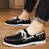 economico Casuale-scarpe da barca da uomo bicolore nere e bianche con design classico allacciato, comode ed eleganti, ideali per gite in spiaggia, abbigliamento casual ed eventi estivi