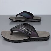 billige Ferietøfler-herre flip-flops i kunstskinn og netting, pustende slip-on-design med polstret såle, ideell for sommerstrand ved bassengkanten og avslappede helger