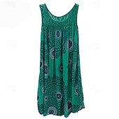 preiswerte Ausgefallene Kleider-Damen Langes Kleid Maxikleid Freizeitkleid Schwingkleid Sommerkleid Unterkleid Mode Modern Täglich Strand Wochenende Normale Passform Grafik Ärmellos Rundhalsausschnitt Schwarz Weiß Gelb Wein Sommer