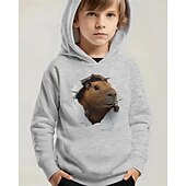 billiga Pojkens 3D-djur-Pojkar 3D Djur Huvtröja Långärmad Vår Höst Mode Streetwear Barn 4-12 år Huva Utomhus Ledigt Dagligen Normal