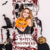 cheap Halloween Wall Tapestries-Halloween Photo Booth Props SuppliesSpooky and Fun Designs ncludes Ghosts, Pumpkins, Witches, Bats, and More Perfect for Parties, Events, and Celebrations