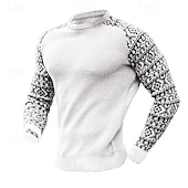 preiswerte Herrenpullover-Herren Pullover Strickpullover Waffel Stricken Farbblock Rundhalsausschnitt Elegant Vintage Formell Heim Bekleidung Bischofsärmel Herbst Winter Schwarz Weiß S M L