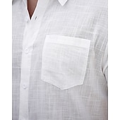 economico Strada-Per uomo Camicia Camicia di lino Camicia casual Camicia con Bottoni Camicia di cotone Semplice Vacanza Streetwear Bianco Manica Corta Collo ripiegato Estate Abbigliamento Tasca