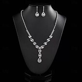 economico Parure di gioielli-Set di gioielli da sposa, 1 set di orecchini con zirconi e strass, collana e braccialetti, elegante e raffinato, set di gioielli da donna per matrimonio, lavoro, occasioni speciali
