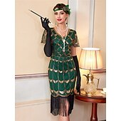 levne Šaty-Retro Řvoucí 20s 20. léta 20. století Bubenové šaty Šaty Úbory Velký Gatsby Svatební host Flitry Třásně Maškarní kostým Dámské Vánoce předvečer Všech svatých Karneval Párty a večer Svatební hostina