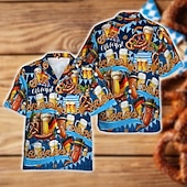 baratos Vestuário Gráfico-camisas havaianas Camisa Aloha Bávaro Munique Alemão Alpino Arte Gráfica para Homens Adulto Impressão 3D  para Carnaval Cerveja Oktoberfest Praia Férias Festa
