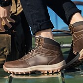 tanie Buty trekingowe-brązowe buty motocyklowe dla mężczyzn z podparciem kostki i wytrzymałą podeszwą, wytrzymały design na zewnątrz dla motocyklistów, na weekendowe wycieczki i eksplorację miejską