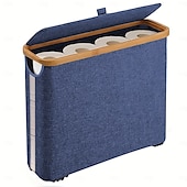 cheap Laundry Bags &amp; Hampers-Toilet Paper Storage Basket with Lid, Bamboo Toilet Paper Storage Holder Stand Organizer for Bathroom, Toilet Paper Storage Box Container with Handle, Toilet Tissue Storage Bin for RV Closet