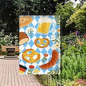 preiswerte Gartenfahnen, Banner-Oktoberfest Gartenflagge Deutsches Bayerisches 12 x 18 Zoll Gartenflaggen kleine Gartenflaggen für draußen Außenfahnen Bierdesign weiß blau kariert Feiertagsgartenflaggen
