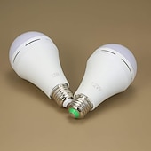 billige Dekorative lys-1 stk. multifunksjonelle oppladbare 12w LED-nødlyspærer, 60w tilsvarende 6000k lyssterk utendørs hengelampe for strømbrudd, camping og hagefester - e26/e27, ac100-240v