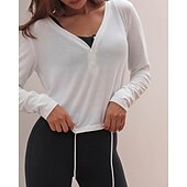 halpa Juoksupaidat ja tanktopit-Naisten Verryttelytakki Juoksupaita Kurenauha Pitkähihainen Topit Urheilu- ja treenivaatteet V kaula-aukko Yhtenäinen Wick-kosteus Tennis Golf Juoksu Urheiluasut Urheiluvaatteet Aprikoosi Valkoinen