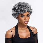 voordelige Synthetische trendy pruiken-Synthetische pruiken Golvend Krullend weefsel Asymmetrisch kapsel Strakke pony Machinegemaakt Pruik 76.2 cm 81cm A1 Synthetisch haar Dames Klassiek Comfortabel Kleurgradatie Meerkleurig