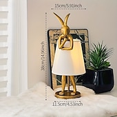preiswerte Nachttischlampe-Moderne Tischlampe im Hasen-Stil aus der Mitte des Jahrhunderts mit Leinenschirm, USB-betrieben, dekorative Schreibtischlampe, goldenes Finish, sanfte Umgebungsbeleuchtung für Wohnzimmer, Schlafzimmer