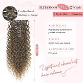 economico Clip nelle estensioni-Extension per capelli con clip da 9 pezzi, 22 pollici, extension per capelli ricci, lunghe e morbide, sintetiche, per donne