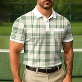 billige Color Block Polo for menn-Herre Fargeblokk Polo Kortermet Aftæpning Forretning Fritid Sport &amp; Utendørs treningsklær Fritid / hverdag Lomme Knapper Sommer Rødstrupe-egg Blå Grønn