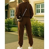 economico Tute da ginnastica-Per donna Tuta da Ginnastica Pantaloni da Tuta Felpa pullover Tasca Tinta unita Completo Abbigliamento Primavera Autunno Nero Bianco Palestra Allenamento Corsa Antivento Manica Lunga Sport