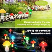 ieftine Lumini de peisaj-8 buc lumini solare de grădină cu ciuperci, lumini de grădină impermeabile cu ciuperci, pentru Crăciun, Halloween, Ziua Recunoștinței, curte, gazon, alee, decorațiuni de petrecere de sărbători