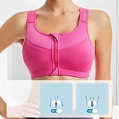 baratos Sutiãs esportivos &amp; coletes-Mulheres Sutiã de ioga Sutiã Esportivo Sutiã Pilates Good Top Flexão Sem costura Antivibração Sem Fio Zíper Cor Sólida / Simples Esporte Roupas Esportivas Preto Branco Academia Zumba Corrida