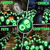 cheap Landscape Lights-1 Pc Outdoor Solar Firefly Lights Halloween 8-Head Skull Eye Insertion Lamp Courtyard Garden Party Horror and Weird Festival Atmosphere Decorative Lights