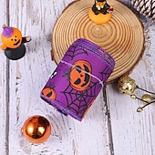 cheap Halloween Wreaths &amp; Floral Decorations-Halloween Burlap Ribbon Rolls with Spider Print, Edge Ribbons for DIY Crafts, Halloween Wreaths, Gift Wrapping and Party Decorations
