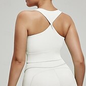 baratos Sutiãs esportivos &amp; coletes-Mulheres Sutiã de ioga Tanque Sutiã Pilates Roupa-Interior Suportes altos Respirável absorvente de suor Sem Fio Com almofadas Cor Sólida / Simples Esporte Roupas Esportivas Branco Azul Academia